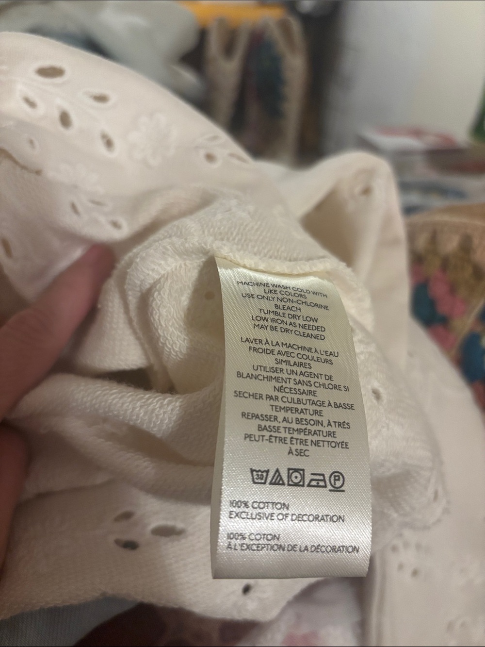 Free People Iris Embroidered Sweatshirt-Sugar Swizzle Ivory- Size XL- NWT - Picture 10 of 10